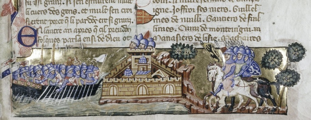 The Crusader attack on Constantinople, from a Venetian manuscript of Geoffreoy de Villehardouin's history, ca. 1330